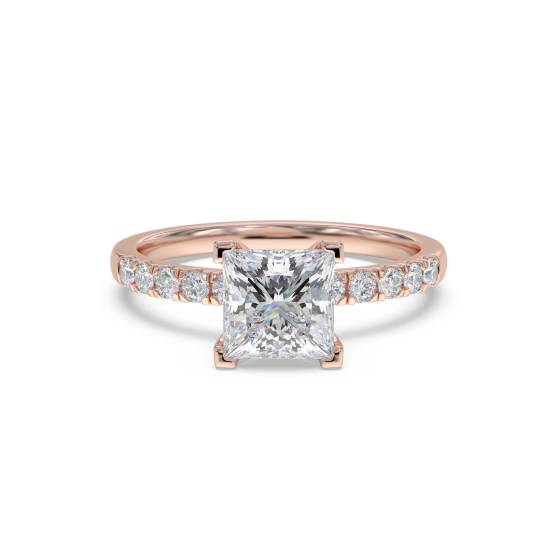 Princess Diamond Shoulder Set Ring