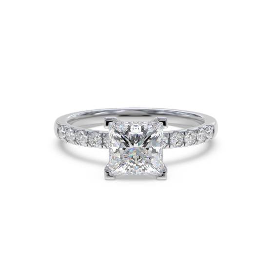 Princess Diamond Shoulder Set Ring