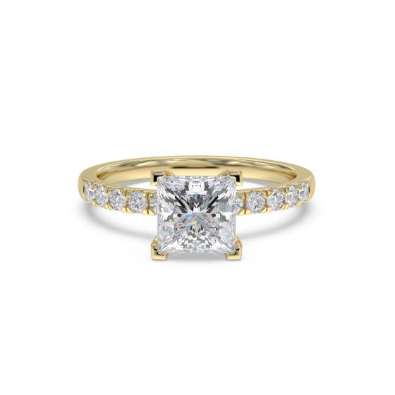 Princess Diamond Shoulder Set Ring