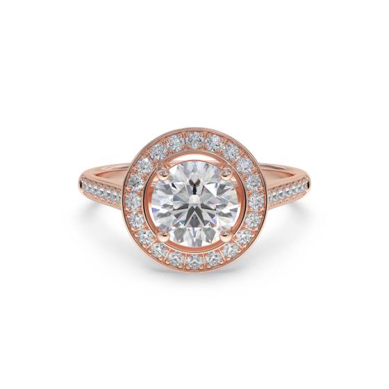 Modern Round Diamond Single Halo Ring