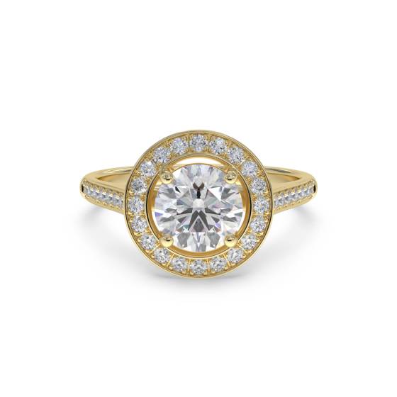 Modern Round Diamond Single Halo Ring