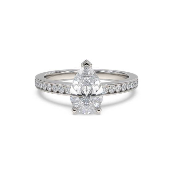 Classic Pear and Round Diamond Shoulder Set Ring