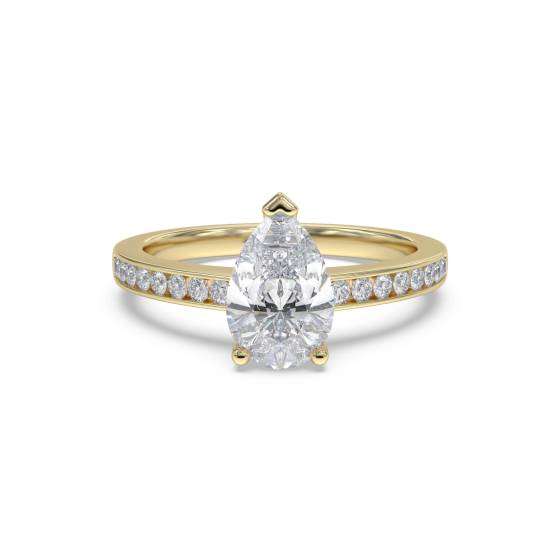 Classic Pear and Round Diamond Shoulder Set Ring