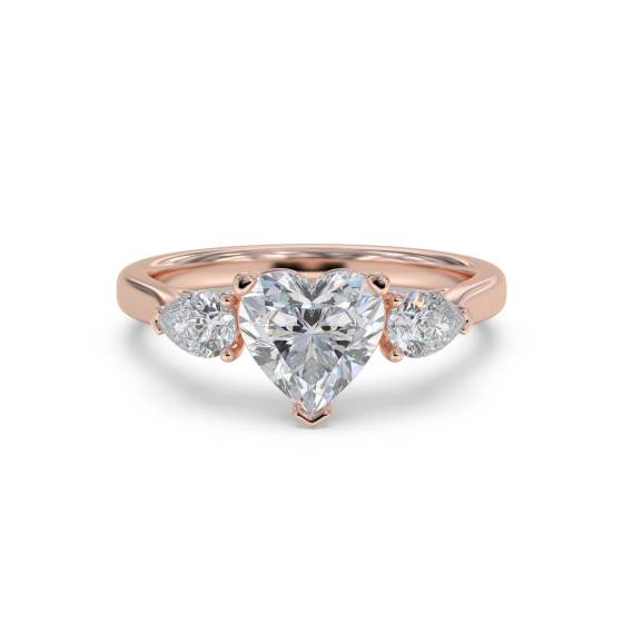 Modern Heart and Pear Diamond Trilogy Ring