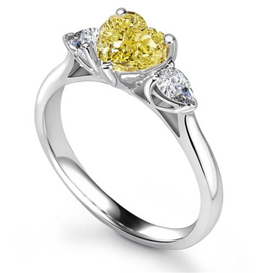 Yellow Heart Diamond Trilogy Ring