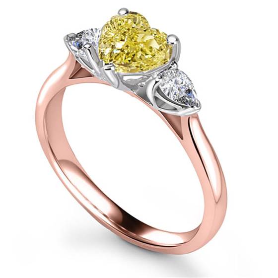 Yellow Heart Diamond Trilogy Ring