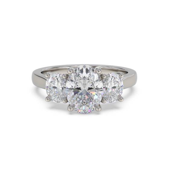 Elegant Oval Diamond Trilogy Ring