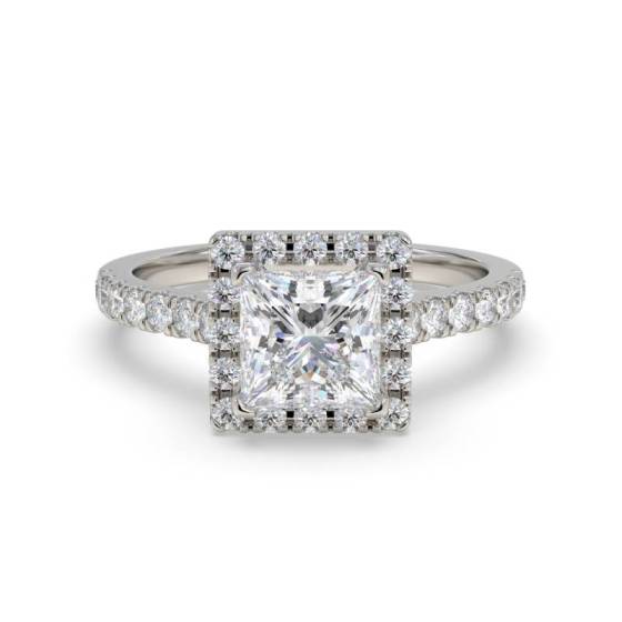 GIA Certified 0.50ct VVS1/F Corner Claw Princess Diamond Single Halo Ring