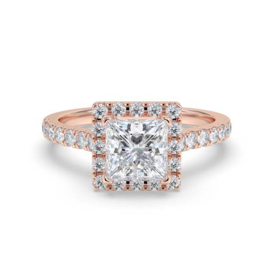 GIA Certified 0.75ct SI1/E Corner Claw Princess Diamond Single Halo Ring