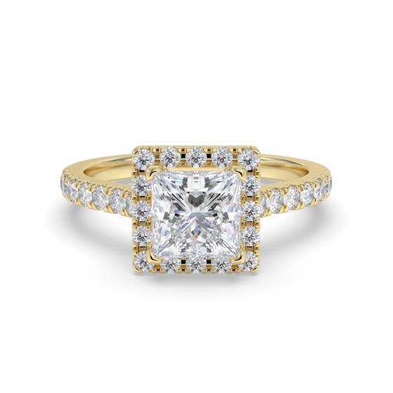 Corner Claw Princess Diamond Single Halo Ring