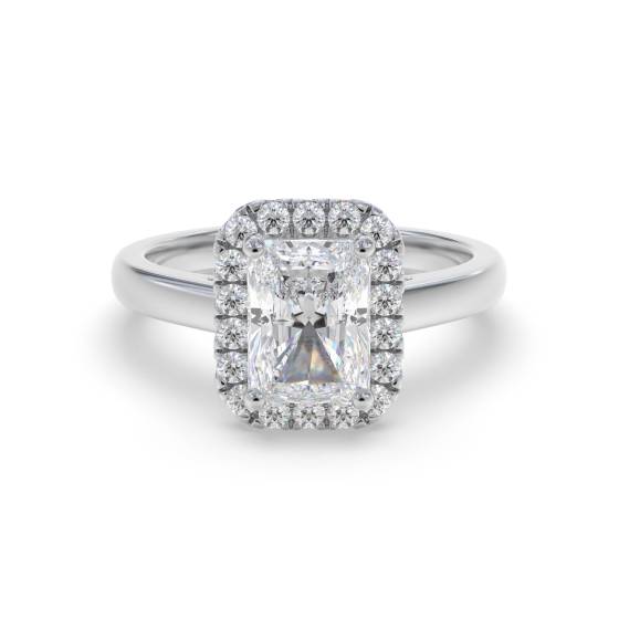 Radiant and Round Diamond Single Halo Ring
