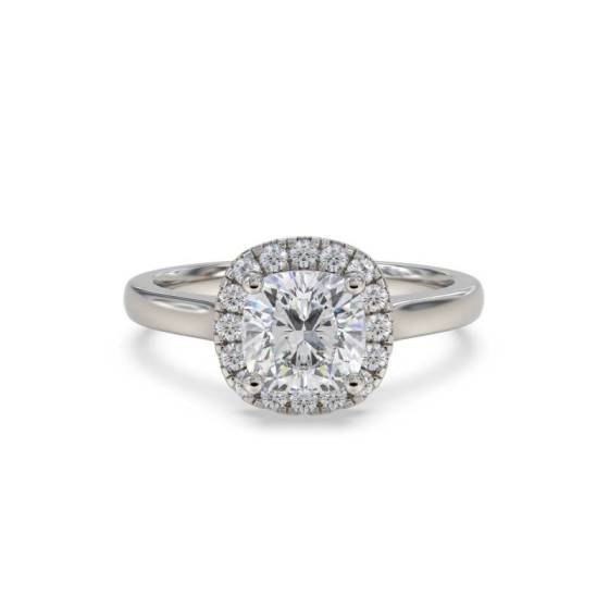 GIA Certified 0.75ct SI2/E Cushion Diamond Single Halo Ring
