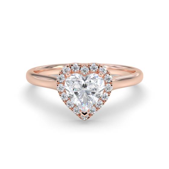 Modern Heart Diamond Single Halo Ring
