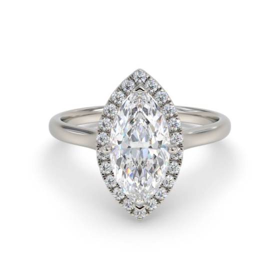 GIA Certified 0.75ct VS2/E Marquise and Round Diamond Single Halo Ring
