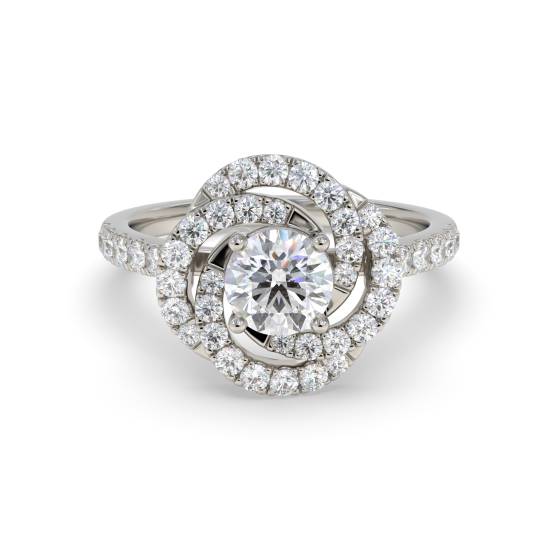 Flower Diamond Halo Ring