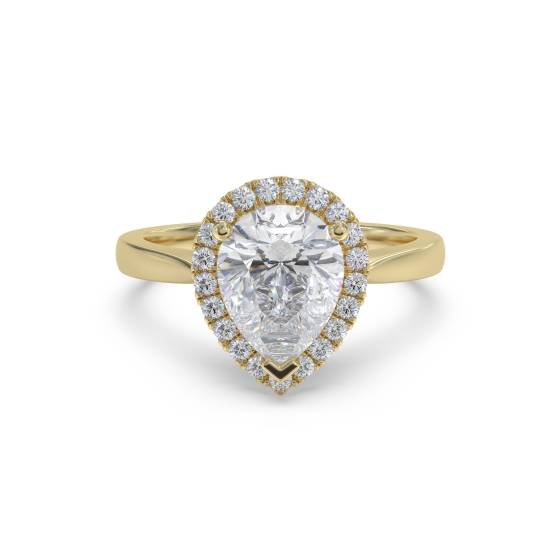 Pear and Round Diamond Halo Ring