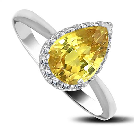 Fancy Yellow Pear Diamond Halo Ring