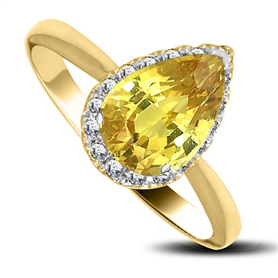 Fancy Yellow Pear Diamond Halo Ring