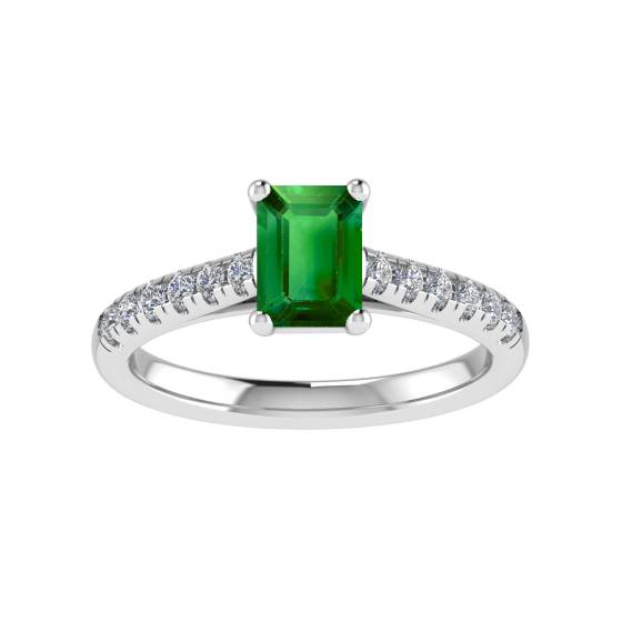 Emerald Diamond Shoulder Set Ring