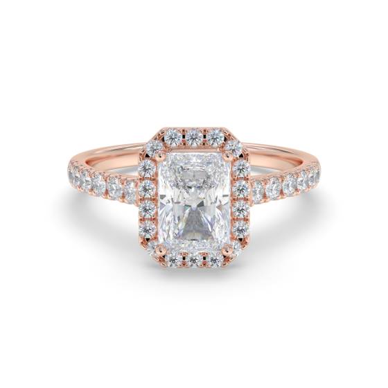 Radiant Diamond Single Halo Shoulder Set Ring