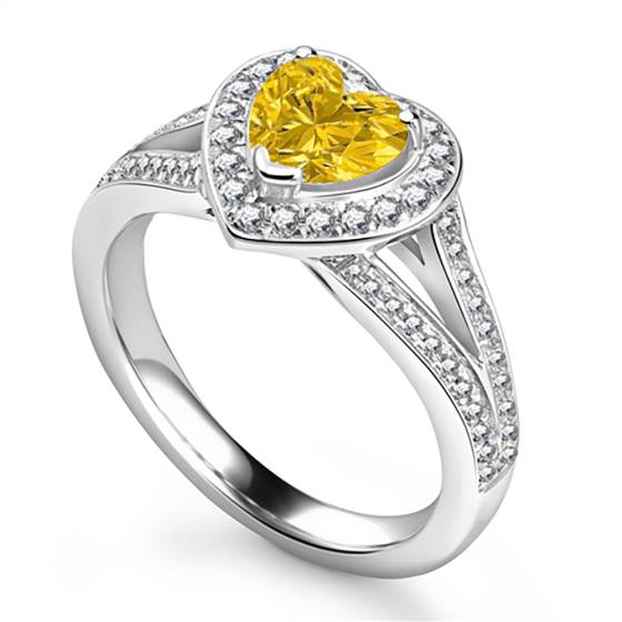 Fancy Yellow Heart Diamond Single Halo Infinity Style Ring