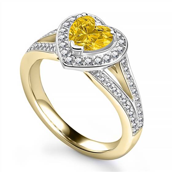 Fancy Yellow Heart Diamond Single Halo Infinity Style Ring