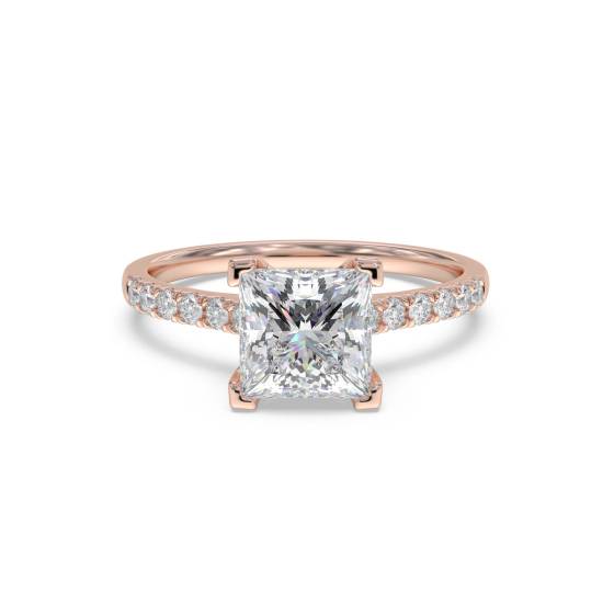 Princess Diamond Shoulder Set Ring