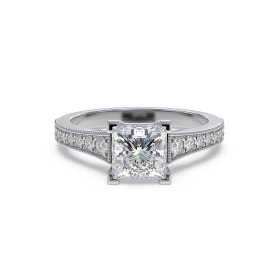 Princess Diamond Shoulder Set Ring