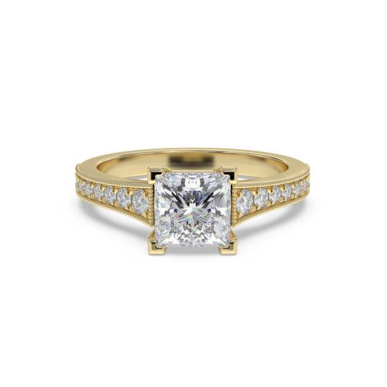 Princess Diamond Shoulder Set Ring