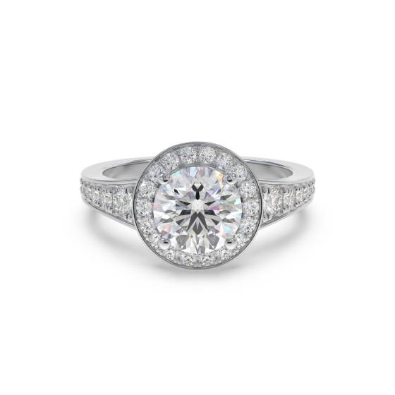 Modern Round Diamond Single Halo Ring