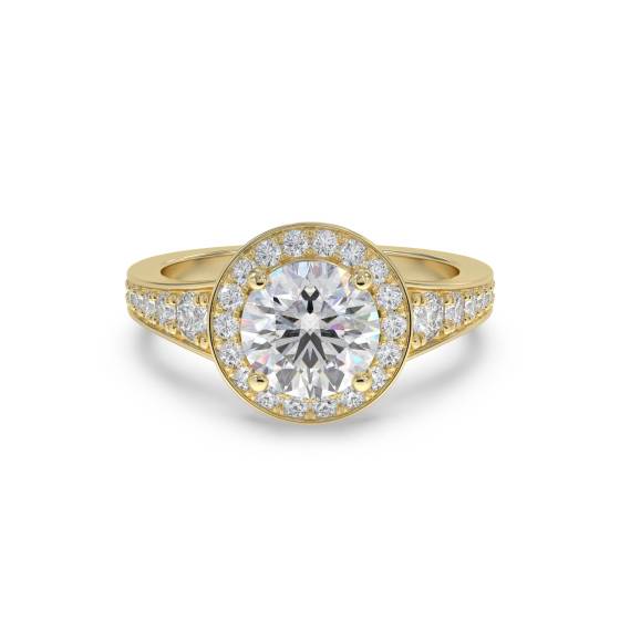 Modern Round Diamond Single Halo Ring