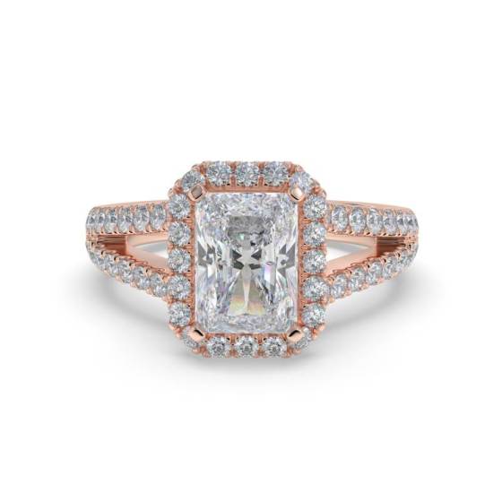Radiant Diamond Single Halo Shoulder Set Ring