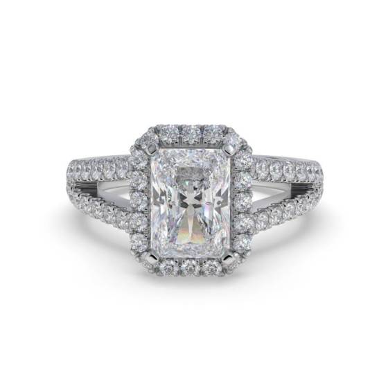 Radiant Diamond Single Halo Shoulder Set Ring