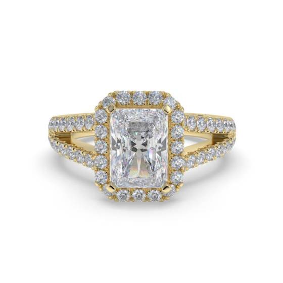 Radiant Diamond Single Halo Shoulder Set Ring