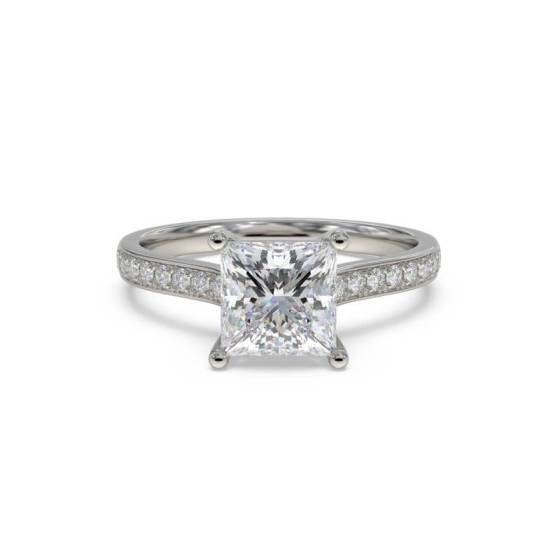 GIA Certified 0.50ct VVS2/E Princess Diamond Shoulder Set Ring
