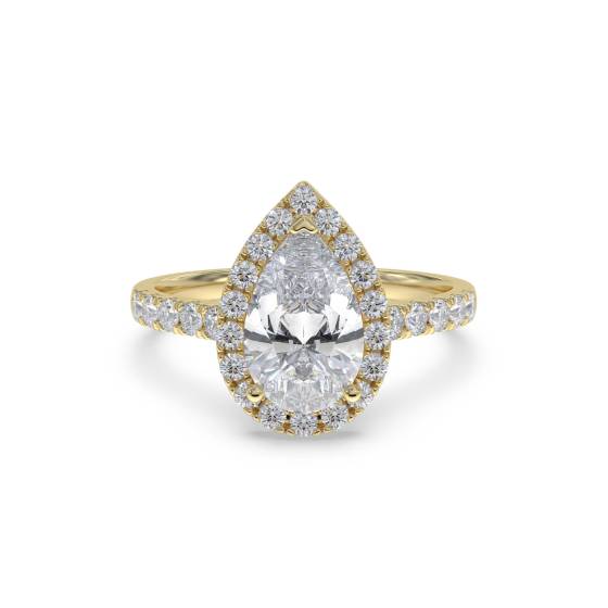 Pear Diamond Single Halo Shoulder Set Ring