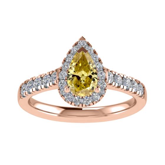 Fancy Yellow Pear Diamond Cluster Ring