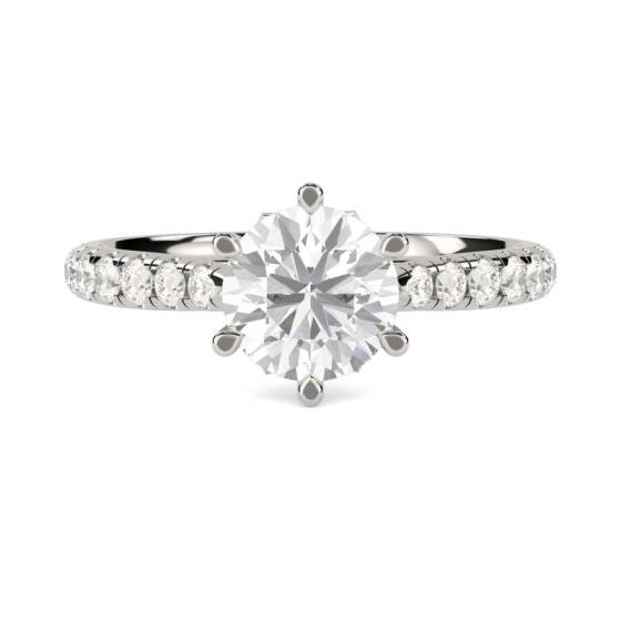 GIA Certified 0.85ct VVS2/F Round Diamond Shoulder Set Ring