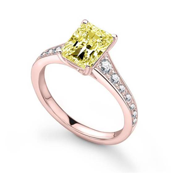 Fancy Yellow Radiant Diamond Shoulder Set Ring