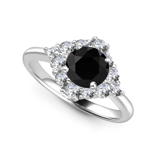 Round Black Diamond Designer Ring