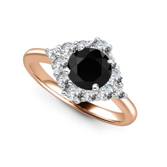 Round Black Diamond Designer Ring
