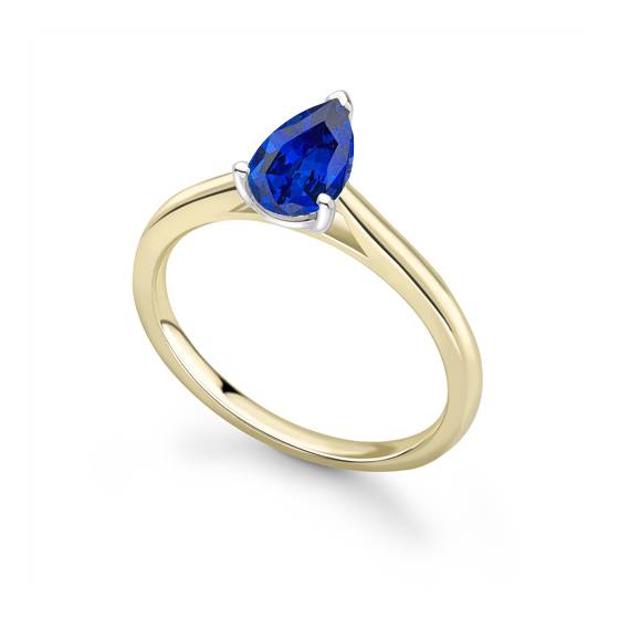 Classic Pear Blue Sapphire Solitaire Ring