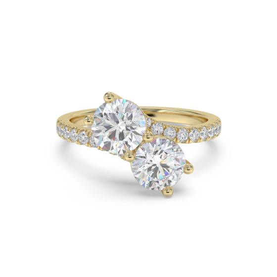 Two Stone Round Diamond Shoulder Set Ring