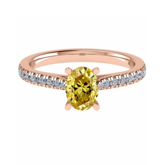 Fancy Yellow Oval Diamond Shoulder Set Ring