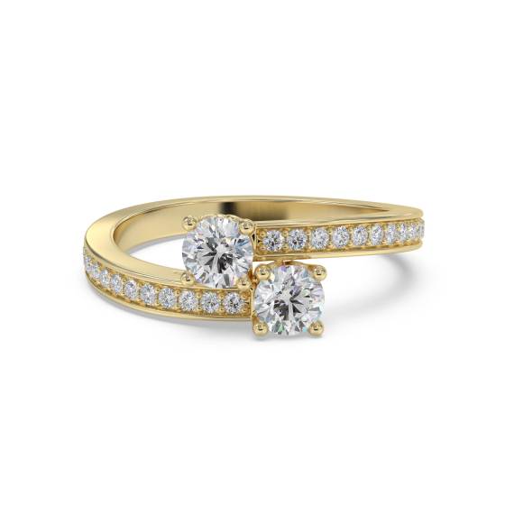Two Stone Round Diamond Shoulder Set Ring