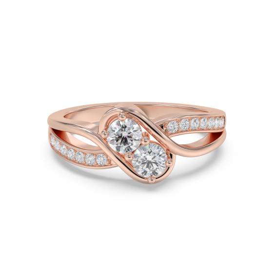 Two Stone Round Diamond Shoulder Set Ring