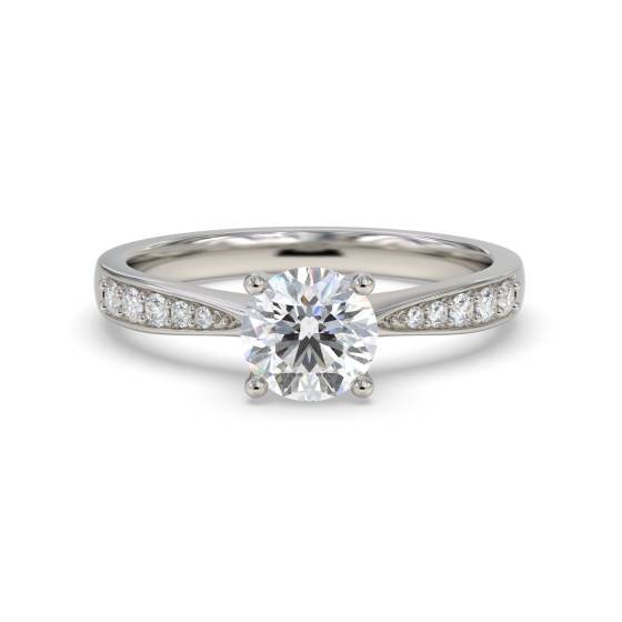 Round Shoulder Set Diamond Engagement Ring