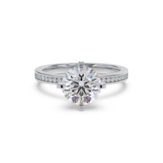 Round Diamond Shoulder Set Ring