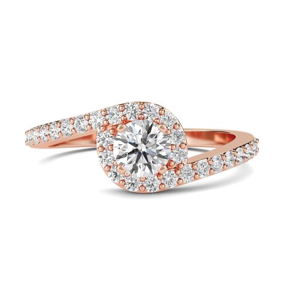 Round Diamond Shoulder Set Ring With Matching Band