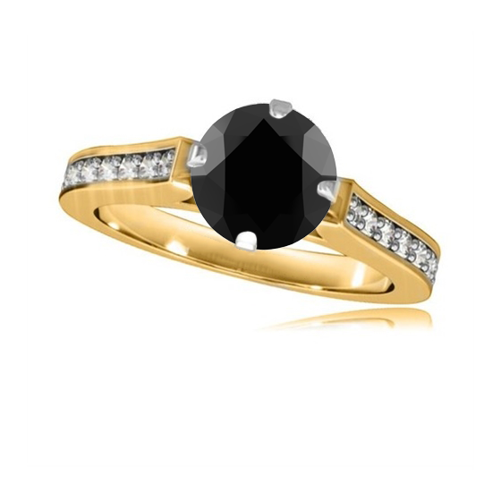 Black Diamond Shoulder Set Ring